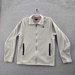 The North Face Men Jacket M Gray Flash Dry Fleece Logo Full Zip Long Sleeve